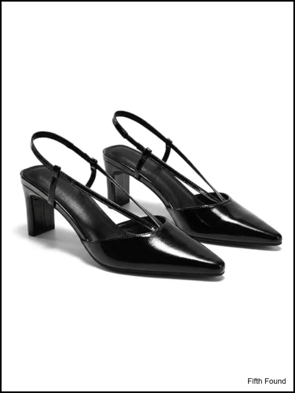 Womens Faux Leather Slingback Chunky Heel Pointed Toe Pumps Wedding Party